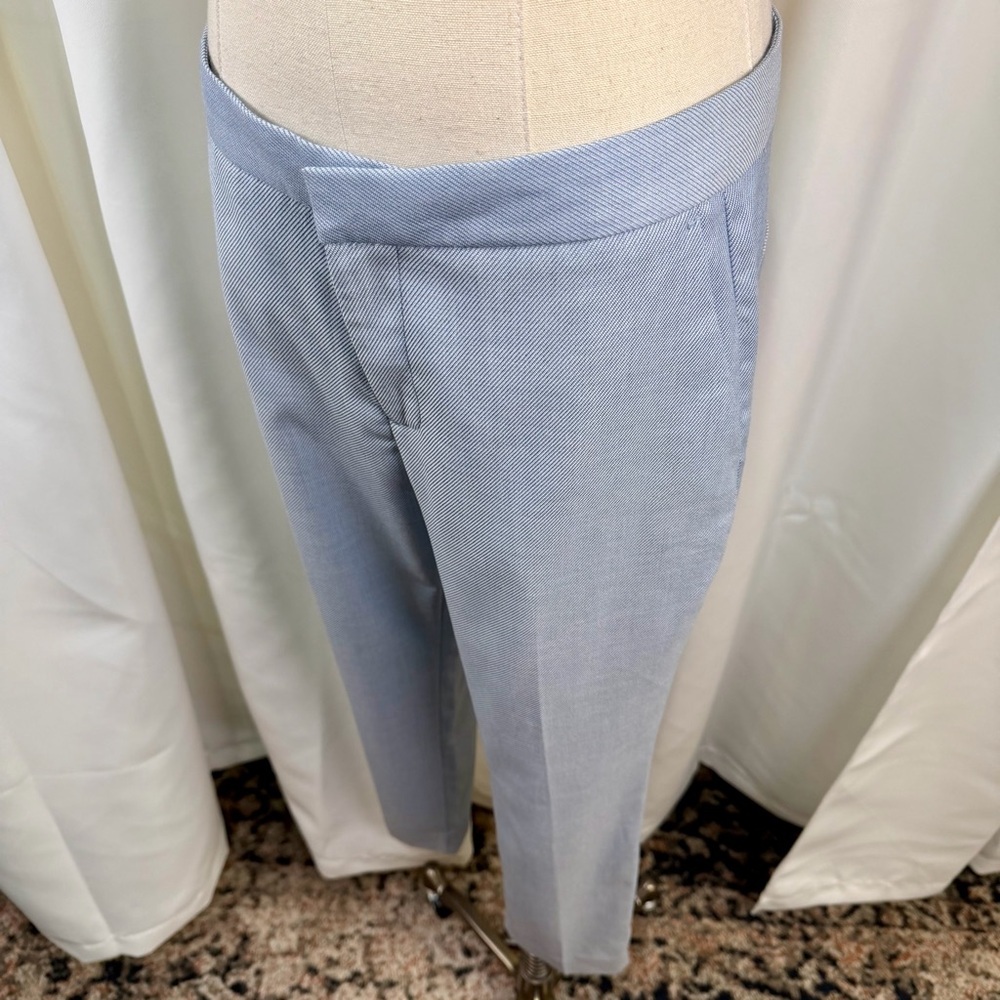 NWT Zara Light Blue Twill Cigarette Slim Leg Cropped Pants Size 4 - Picture 6 of 16